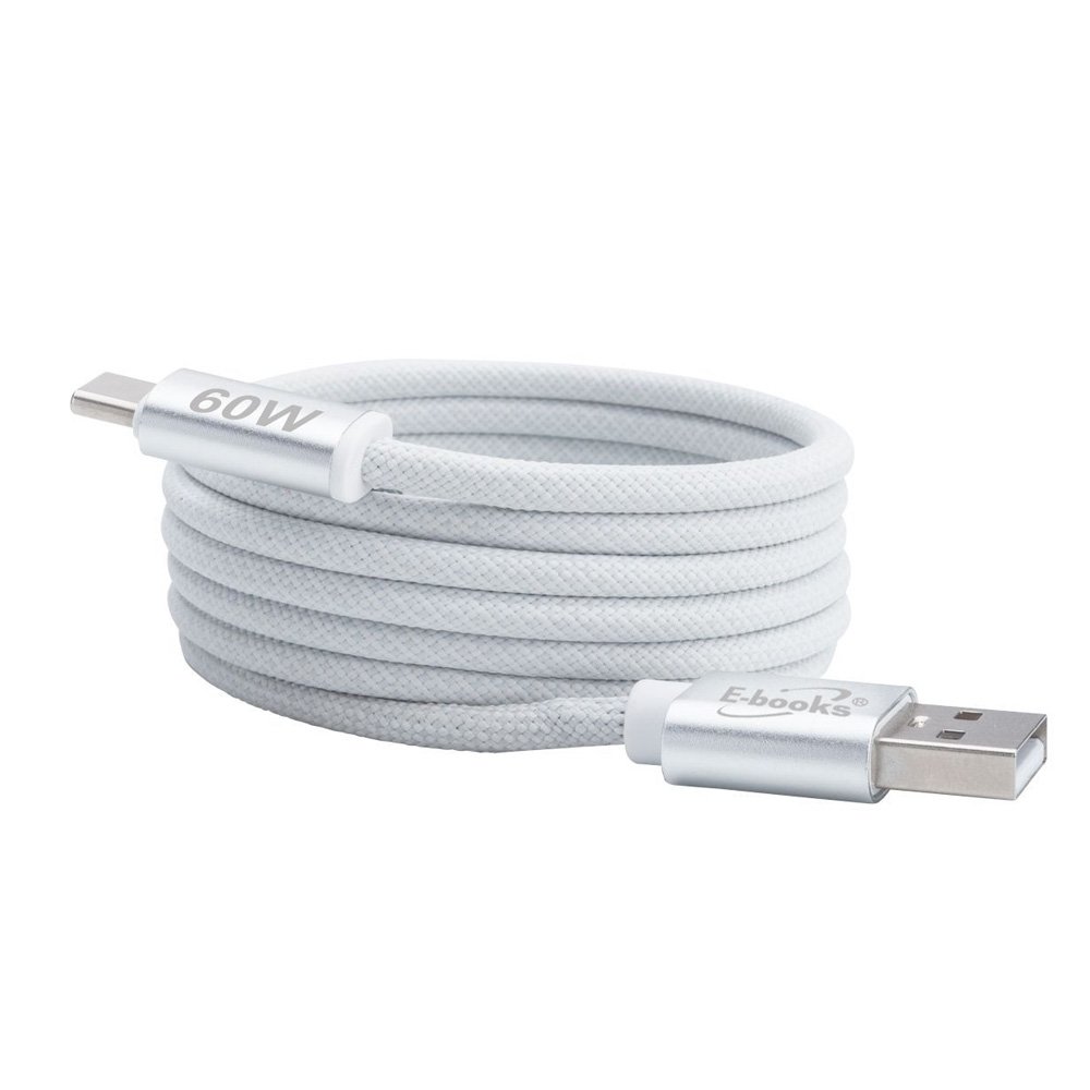 E-books XA46 鋁製A to C磁吸充電傳輸線-1.2M-白