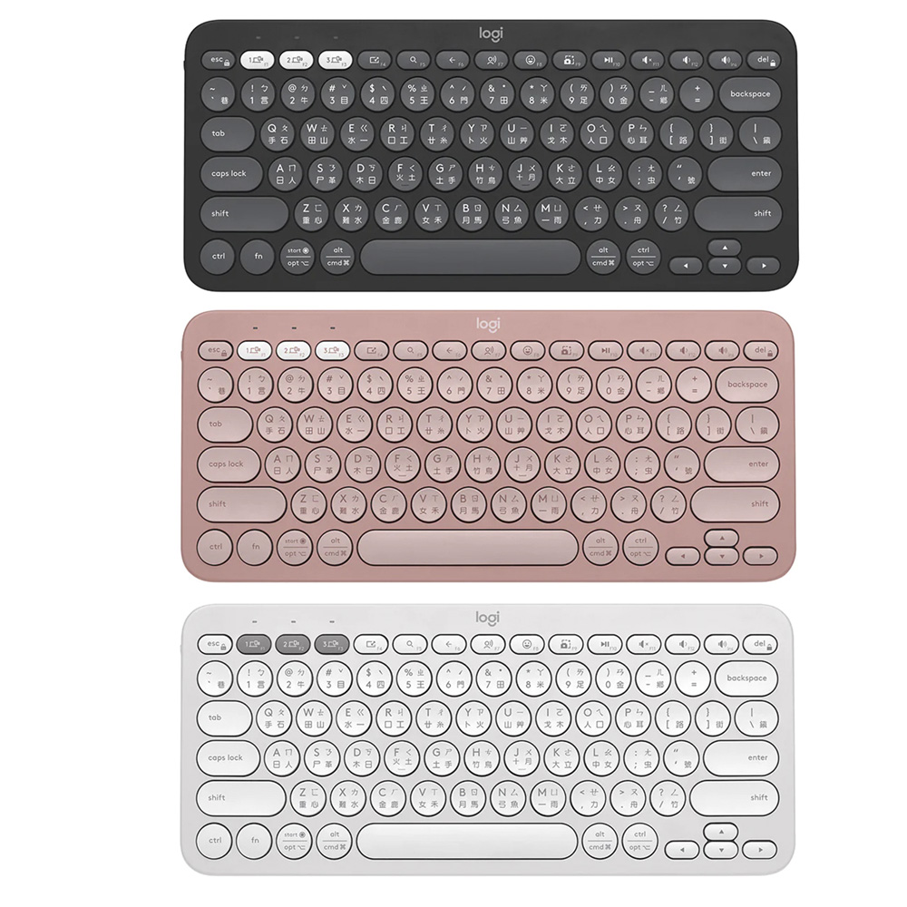 羅技Pebble Keys2 K380s跨平台藍牙鍵盤-石墨灰/珍珠白/玫瑰粉