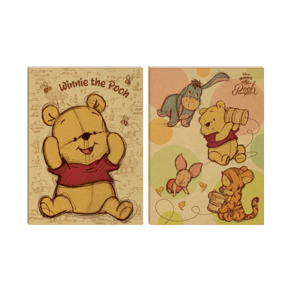 迪士尼16K牛皮紙定頁筆記本 素描風維尼