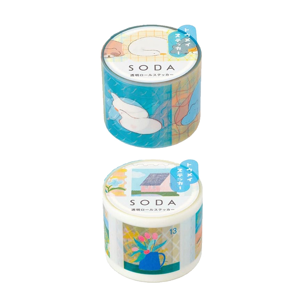 (KIM JIM) SODA 透明PET卷狀膠帶30MM 單張貼紙款