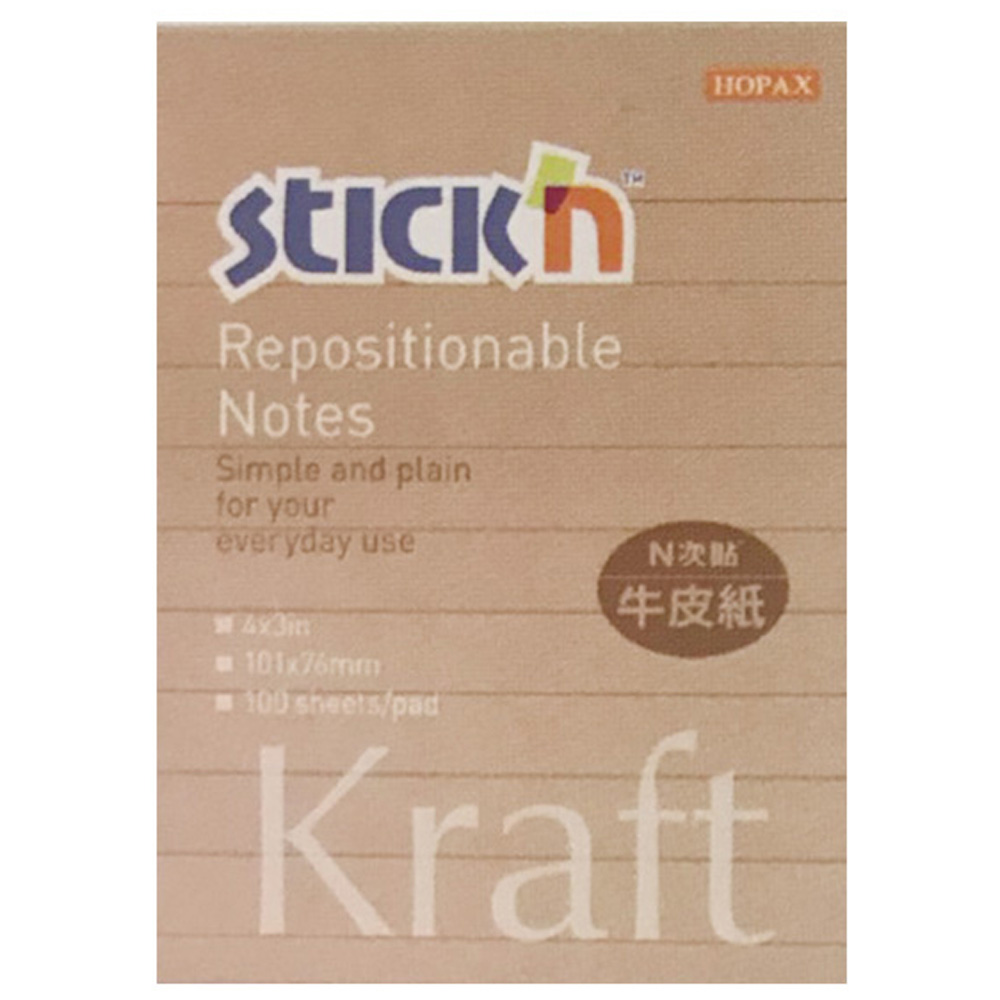 N次貼4*3"橫格牛皮便條紙 61215