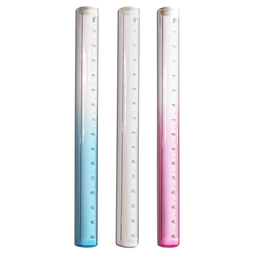 2064 15cm放大鏡弧形尺(顏色隨機出貨) 