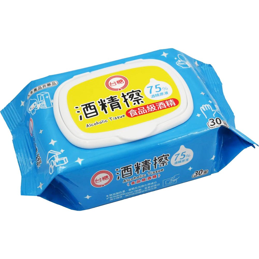 (台灣製)奈森克林-台糖酒精擦家庭包30張(加蓋) 濕紙巾