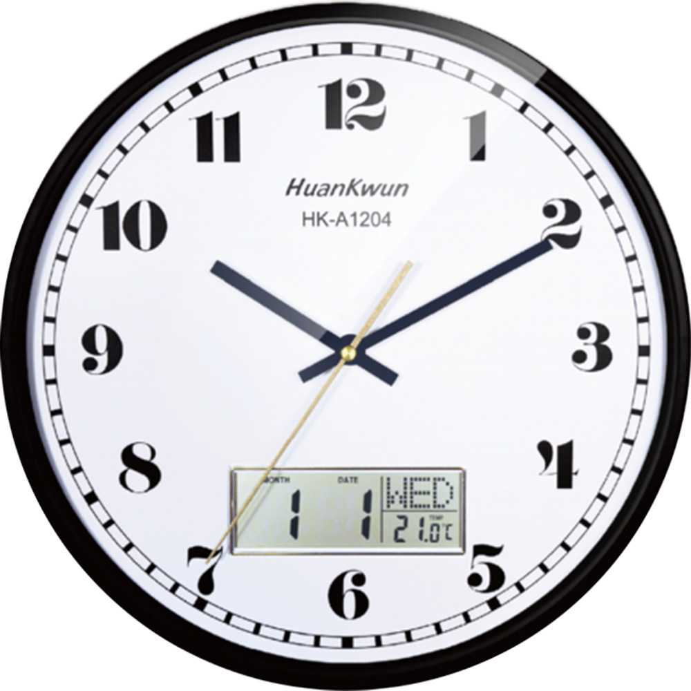 HK 12吋靜音石英鐘-液晶