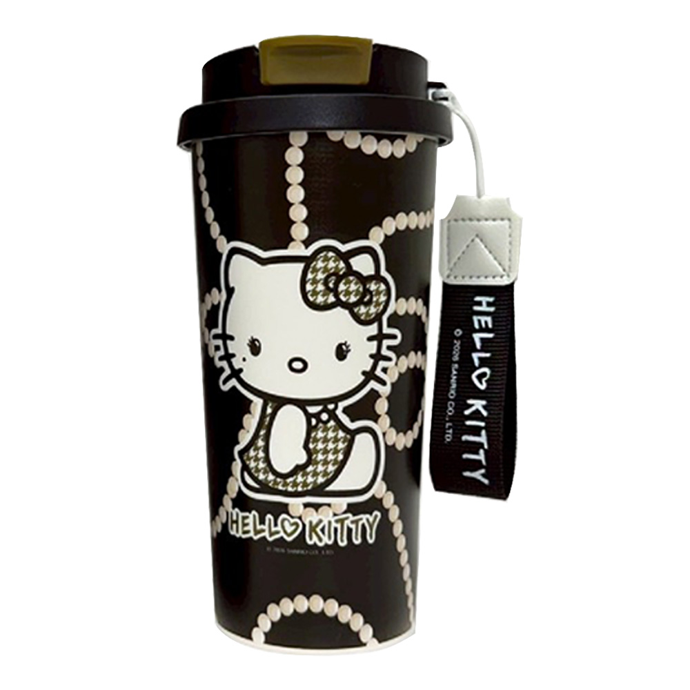 KITTY 吸管式冷水杯500ML 千鳥格紋