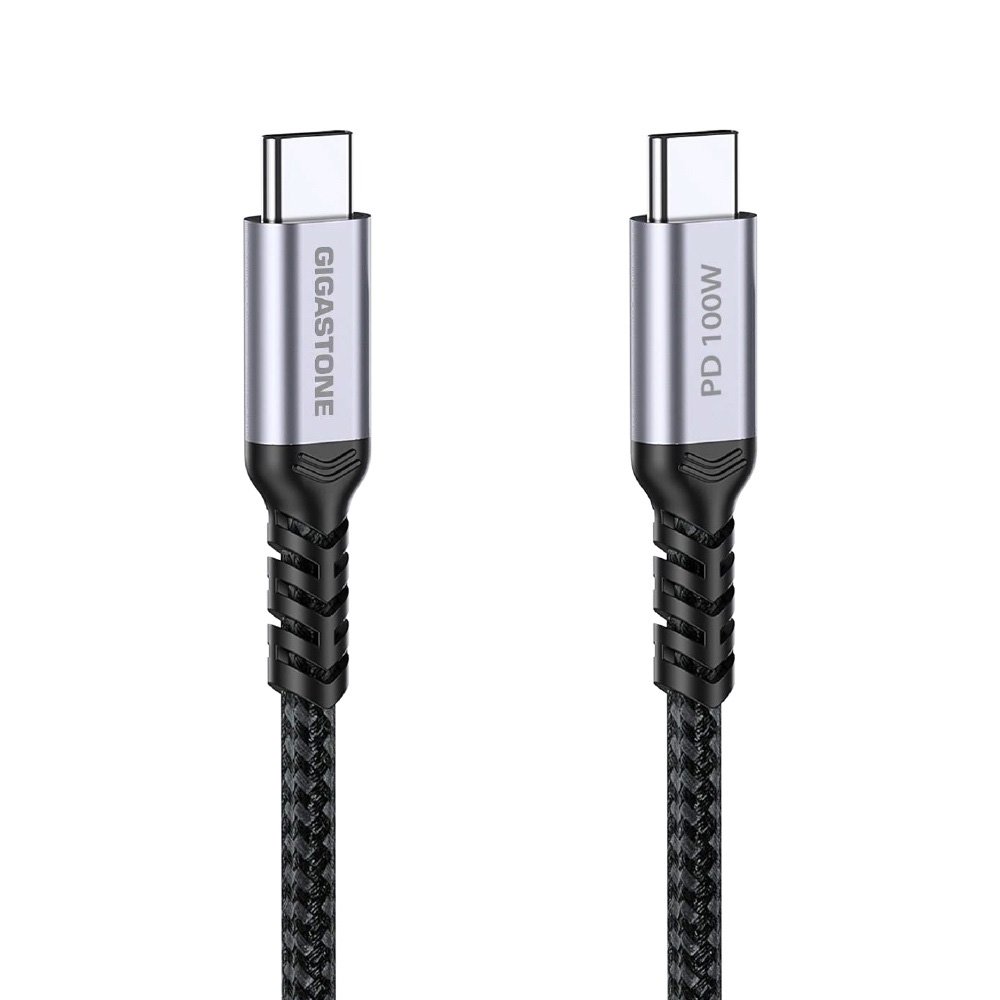 GIGASTONE TypeC to C 100W編織充電傳-黑1.5M