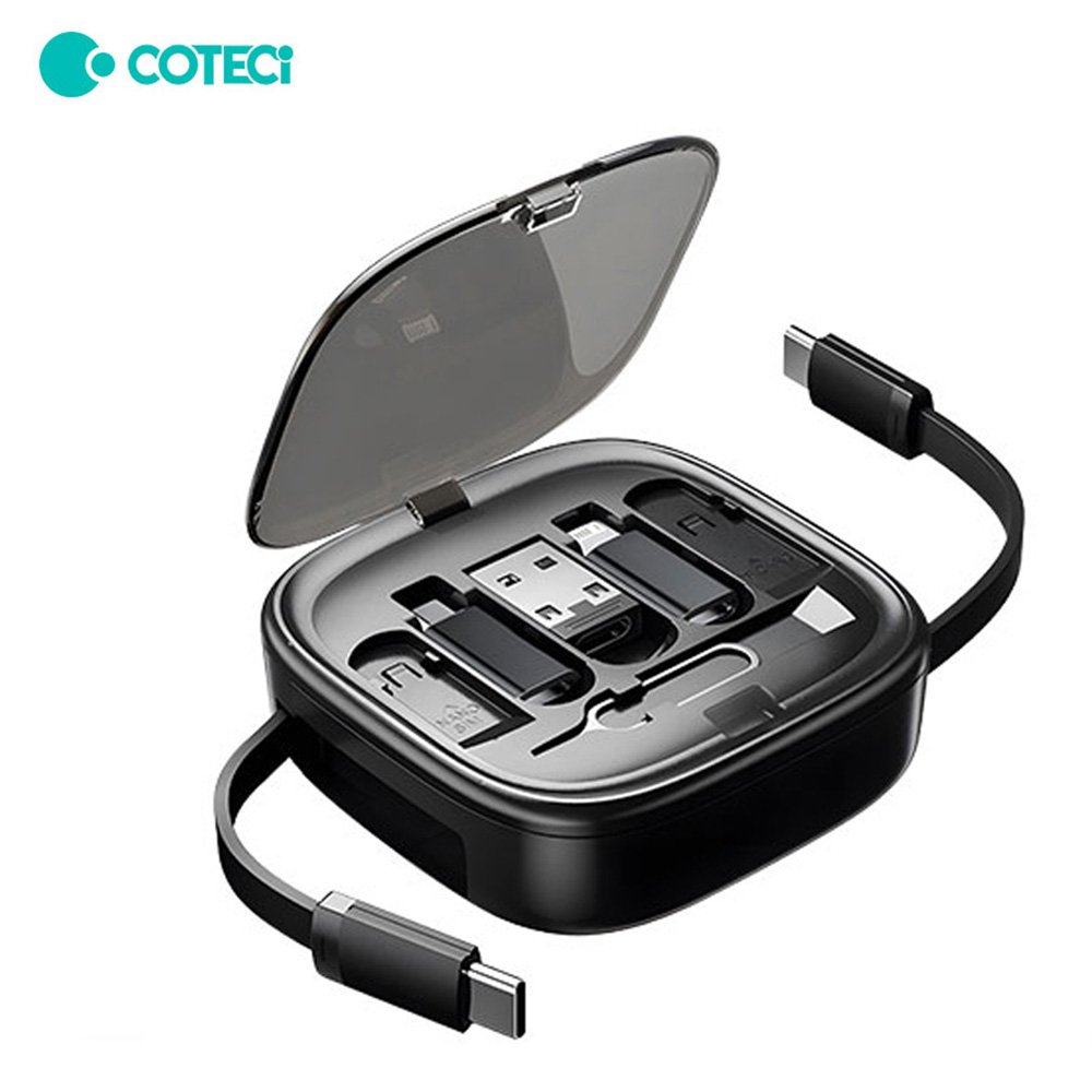 کابل شارژ COTECi Type-C to Type-C Multifunctional Telescopic Cord Storage Box 87701