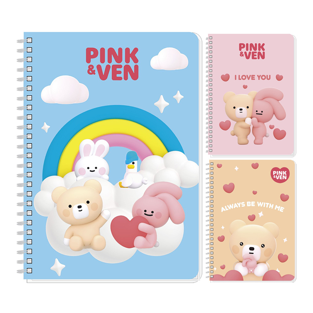 PINK&VEN 銀箔25K線圈筆記本(款式隨機出貨)