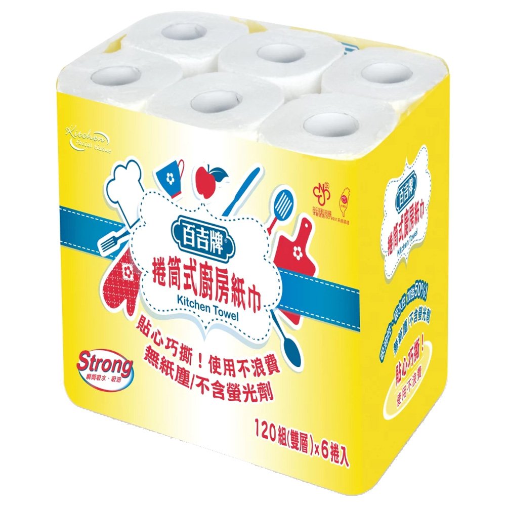 百吉牌-捲筒式廚房紙巾(巧撕)(6粒*8袋/箱)