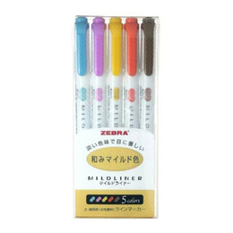 ZEBRA MILDLINER柔色螢光筆和風系5色組WKT7-5C-RC