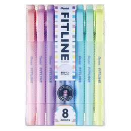 Pentel FITLINE雙頭螢光筆-粉彩8色組 SLW11P-8T