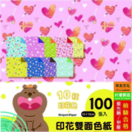 印花雙面色紙15*15cm-100入