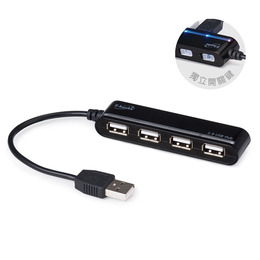E-books H11獨立開關4孔USB HUB集線器+電源指示燈-黑