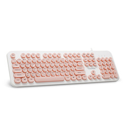 Esense 復古圓形標準鍵盤(粉白) K3700