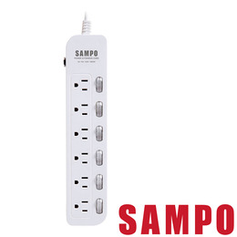 SAMPO六開六插電源延長線(12尺) EL-W66R12