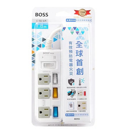 BOSS 4開3插3P高溫斷電延長線-1.8米 C58