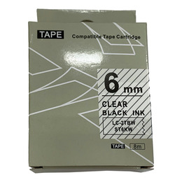 EPSON相容性標籤帶6mm透明底黑字 ST6KW