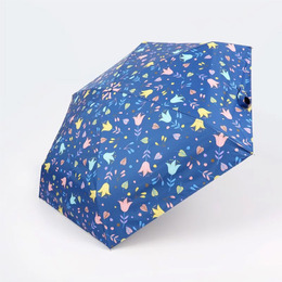 (網路限定販售)日系rento-MINI不鏽鋼黑膠晴雨傘-草葉集(藍)