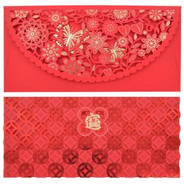 奢華簍空雕花紅包袋2入