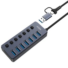 INTOPIC USB3.2 7孔高速集線器HBC-625(灰色)