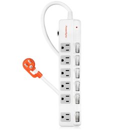 PowerSync六開六插斜面開關延長線-白色1.8M/2.7M/4.5M