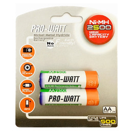 PRO-WATT充電池3號2入2500MAH