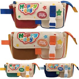 復古撞色大容量筆袋 (款式隨機出貨)