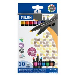 MILAN 兒童可水洗雙頭彩色筆-細筆桿10支20色