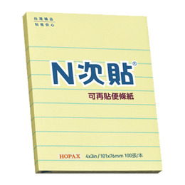 N次貼線條便條貼3*4(黃)