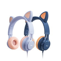 RASTO RS55 萌貓頭戴式兒童耳機-深藍 / 紫
