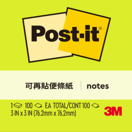 3M 便條紙-螢光綠 654N-4