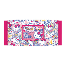 Hello Kitty 加蓋抑菌柔濕巾70抽-紅-單包