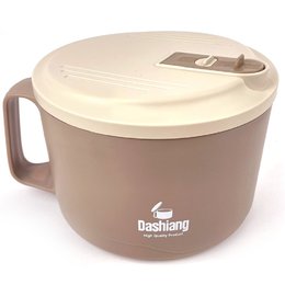 Dashiang不鏽鋼雙層隔熱碗-卡其1400ml