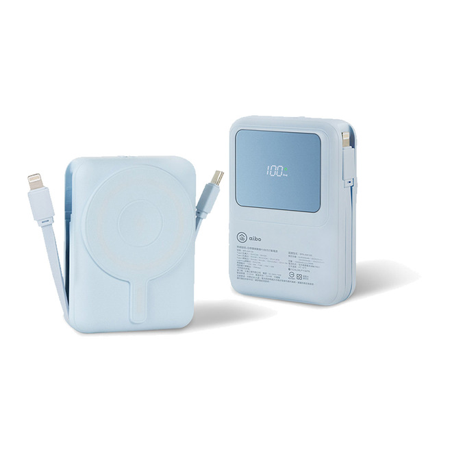 aibo 無線磁吸+PD+自帶雙線 數顯行動電源