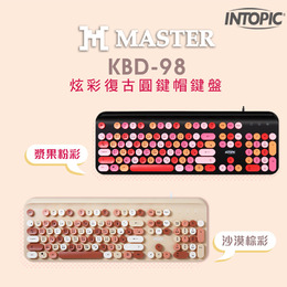 INTOPIC 炫彩復古圓鍵帽鍵盤 KBD-98-BK