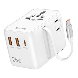 KINYO 帶線氮化鎵萬國轉接頭