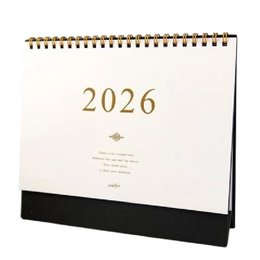 2026年25K簡約典雅橫式桌曆-雅黑金