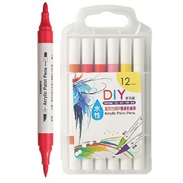 利百代 水性壓克力顏料雙頭彩繪筆 12色