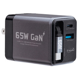 E-books B147 【台灣製造】65W 氮化鎵自帶快充線充電