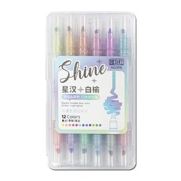 976雙頭雙色閃光螢光筆 (6入)