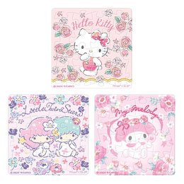 Hello Kitty/雙星仙子/美樂蒂【花朵系列】拼圖磁鐵16片(方)