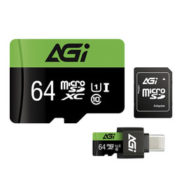 AGI TF138 64GB microSD記憶卡U1附轉卡+讀卡機