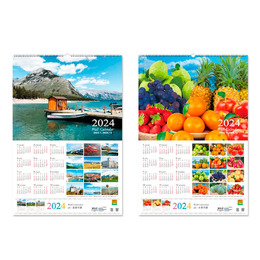 2024年 2K吊掛式月曆 直式-風景/水果