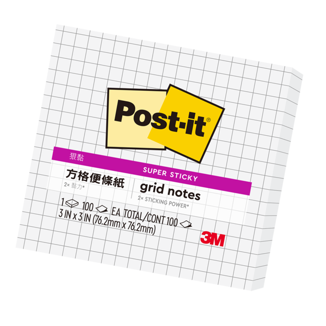 3M 白色方格狠黏便條紙