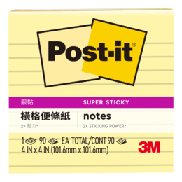 3M 利貼狠黏橫格便條(黃) 640S