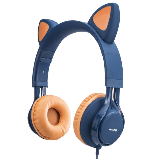 RASTO RS55 萌貓頭戴式兒童耳機-深藍 / 紫