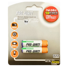 PRO-WATT充電池4號2入900MAH