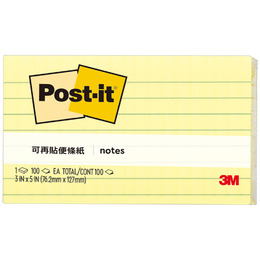 3M 黃色橫格便條紙(3*5) 655L-1