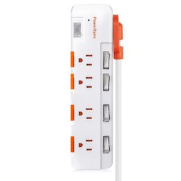 PowerSync 2P 5開4插防雷防塵大間距延長線-白色1.8M/2.7M/4.5M