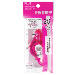PLUS 旋轉雙面膠帶替帶(粉)8.4mmX20M  37-930